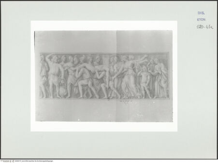 Vorderseite von Courtauld Institute, Conway Library [https://www.deutsche-digitale-bibliothek.de/content/lizenzen/rv-ez/] Priamus kauft den Leichnam Hectors los (rechter Teil eines Sarkophagreliefs, Villa Borghese, Rom) - , bh560737_recto. Foto.