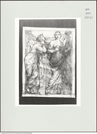 Vorderseite von Courtauld Institute, Conway Library [https://www.deutsche-digitale-bibliothek.de/content/lizenzen/rv-ez/] Zwei Musen (Sarkophagfragment, Villa Borghese, Rom) - , bh560740_recto. Foto.