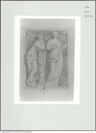 Vorderseite von Courtauld Institute, Conway Library [https://www.deutsche-digitale-bibliothek.de/content/lizenzen/rv-ez/] Zwei Musen (Sarkophagfragment, Villa Borghese, Rom) - , bh560741_recto. Foto.