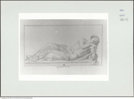 Vorderseite von Courtauld Institute, Conway Library [https://www.deutsche-digitale-bibliothek.de/content/lizenzen/rv-ez/] Schlafende Naiade (Statue, Villa Borghese, Rom) - , bh560781_recto. Foto.