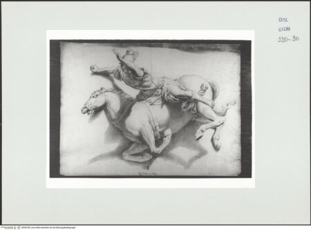 Vorderseite von Courtauld Institute, Conway Library [https://www.deutsche-digitale-bibliothek.de/content/lizenzen/rv-ez/] Der Tod des Marcus Curtius (Hochrelief?, Villa Borghese, Rom) - , bh560785_recto. Foto.