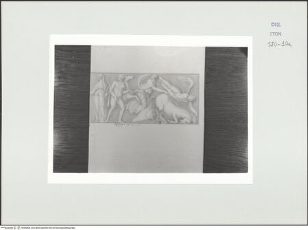 Vorderseite von Courtauld Institute, Conway Library [https://www.deutsche-digitale-bibliothek.de/content/lizenzen/rv-ez/] Sarkophagrelief mit Jupiter, Juno, Minerva, Sol, Luna und den Dioskuren (Villa Borghese, Rom)rechter Teil des Reliefs - , bh560806_recto. Foto.