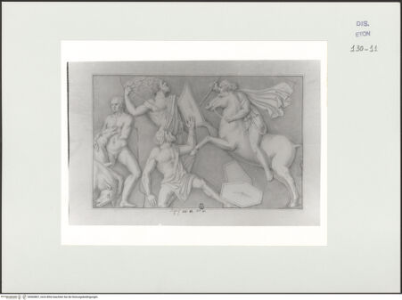 Vorderseite von Courtauld Institute, Conway Library [https://www.deutsche-digitale-bibliothek.de/content/lizenzen/rv-ez/] Relieffragment mit Schlachtenszene (Villa Borghese, Rom) - , bh560807_recto. Foto.