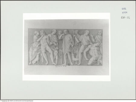 Vorderseite von Courtauld Institute, Conway Library [https://www.deutsche-digitale-bibliothek.de/content/lizenzen/rv-ez/] Die Geschichte des Adonis (Sarkophagrelief, Villa Borghese, Rom) - , bh560810_recto. Foto.