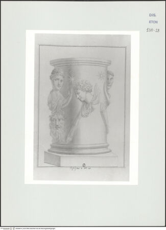 Vorderseite von Courtauld Institute, Conway Library [https://www.deutsche-digitale-bibliothek.de/content/lizenzen/rv-ez/] Runde Basis mit Reliefschmuck (Villa Borghese, Rom) - , bh560814_recto. Foto.