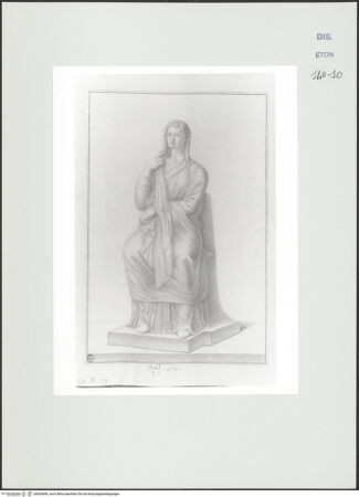 Vorderseite von Courtauld Institute, Conway Library [https://www.deutsche-digitale-bibliothek.de/content/lizenzen/rv-ez/] Sitzende weibliche Gewandfigur, Agrippina? (Statue, Villa Strozzi, Rom) - , bh560856_recto. Foto.