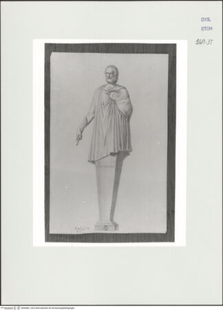 Vorderseite von Courtauld Institute, Conway Library [https://www.deutsche-digitale-bibliothek.de/content/lizenzen/rv-ez/] Männliche Figur mit Umhang (Herme, Villa Montalto, Rom) - , bh560861_recto. Foto.