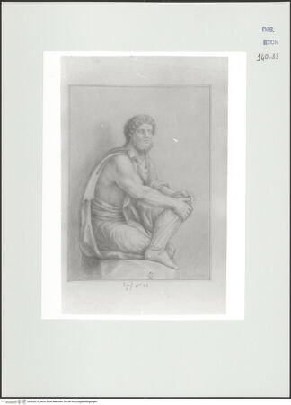 Vorderseite von Courtauld Institute, Conway Library [https://www.deutsche-digitale-bibliothek.de/content/lizenzen/rv-ez/] Sitzende männliche Figur mit Bart (Statue?, Villa Altieri, Rom) - , bh560879_recto. Foto.