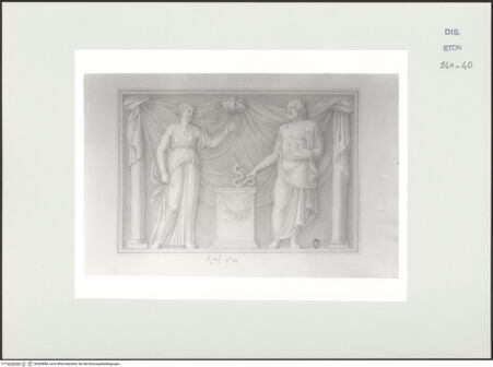 Vorderseite von Courtauld Institute, Conway Library [https://www.deutsche-digitale-bibliothek.de/content/lizenzen/rv-ez/] Aesculapius und Hygieia (Relief, Villa Altieri, Rom) - , bh560886_recto. Foto.