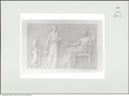 Vorderseite von Courtauld Institute, Conway Library [https://www.deutsche-digitale-bibliothek.de/content/lizenzen/rv-ez/] Weibliche Gewandfigur mit Kind vor einer thronenden männlichen Figur (Relief, Villa Altieri, Rom) - , bh560889_recto. Foto.