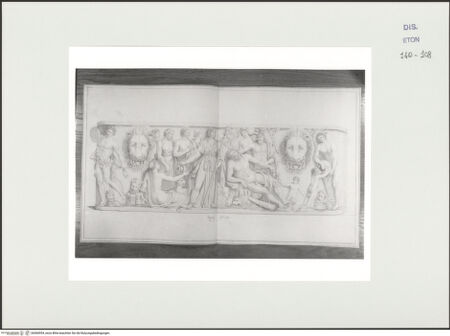 Vorderseite von Courtauld Institute, Conway Library [https://www.deutsche-digitale-bibliothek.de/content/lizenzen/rv-ez/] Serie von Zeichnungen nach einem antiken Sarkophag mit Reliefschmuck (Palazzo Altemps, Rom)Längsseite: Bacchus und der trunkene Herkules - , bh560954_recto. Foto.