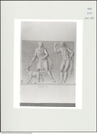 Vorderseite von Courtauld Institute, Conway Library [https://www.deutsche-digitale-bibliothek.de/content/lizenzen/rv-ez/] Serie von Zeichnungen nach dem Sarkophag der Markgräfin Mathilde von Tuszien (Pisa)Relief der Schmalseite: Hippolytus und Gewandfigur mit Hund - , bh560960_recto. Foto.