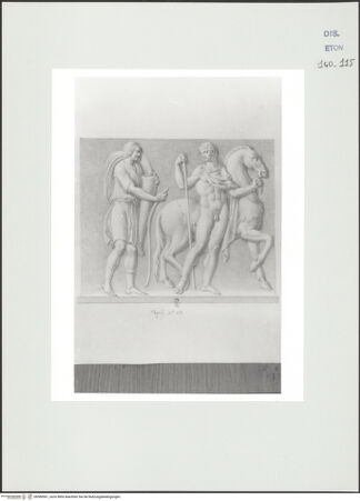 Vorderseite von Courtauld Institute, Conway Library [https://www.deutsche-digitale-bibliothek.de/content/lizenzen/rv-ez/] Serie von Zeichnungen nach dem Sarkophag der Markgräfin Mathilde von Tuszien (Pisa)Relief der Schmalseite: Hippolytus und Gewandfigur mit Füllhorn - , bh560961_recto. Foto.