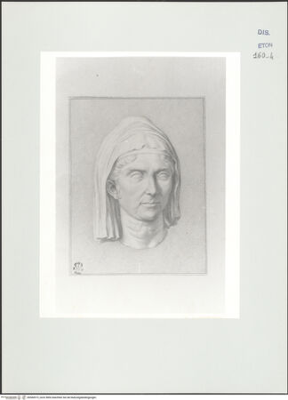 Vorderseite von Courtauld Institute, Conway Library [https://www.deutsche-digitale-bibliothek.de/content/lizenzen/rv-ez/] Kopf einer alten Frau mit Schleier (Relief, Palazzo Verospi, Rom) - , bh560973_recto. Foto.