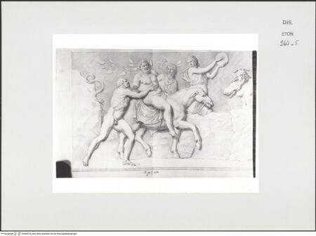 Vorderseite von Courtauld Institute, Conway Library [https://www.deutsche-digitale-bibliothek.de/content/lizenzen/rv-ez/] Zeichnungen nach einem antiken Relief (Palazzo Verospi, Rom)Silenus auf einem Esel, umgeben von Satyrn und Mänaden (linker Teil) - , bh560975_recto. Foto.