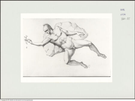 Vorderseite von Courtauld Institute, Conway Library [https://www.deutsche-digitale-bibliothek.de/content/lizenzen/rv-ez/] Nackter, fallender (?) Soldat (Relief, Palazzo Verospi, Rom) - , bh560985_recto. Foto.