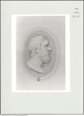 Vorderseite von Courtauld Institute, Conway Library [https://www.deutsche-digitale-bibliothek.de/content/lizenzen/rv-ez/] Büste eines bärtigen Mannes im Profil (Relief, Villa Albani, Rom) - , bh561025_recto. Foto.