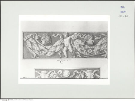 Vorderseite von Courtauld Institute, Conway Library [https://www.deutsche-digitale-bibliothek.de/content/lizenzen/rv-ez/] Relief mit Putto, Masken und Girlanden (Villa Borghese, Rom) - , bh562836_recto. Foto.