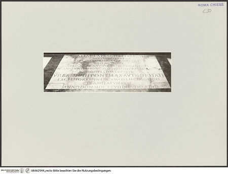 Vorderseite von Bibliotheca Hertziana [https://www.deutsche-digitale-bibliothek.de/content/lizenzen/rv-fz/] Inschrifttafel - Gesamtansicht, bh562944_recto. Foto: D'Onofrio, Cesare.