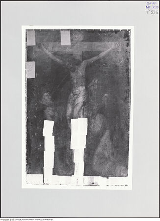 Vorderseite von Sopr. BAS NA [https://www.deutsche-digitale-bibliothek.de/content/lizenzen/rv-ez/] Christus am Kreuz mit Thomas von Aquin und einem anderen dominikanischen Heiligen - Gesamtansicht, bh563258_recto. Foto.