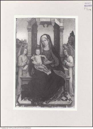 Vorderseite von Sopr. BAS NA [https://www.deutsche-digitale-bibliothek.de/content/lizenzen/rv-fz/] Thronende Madonna mit Engeln - Gesamtansicht, bh563410_recto. Foto.