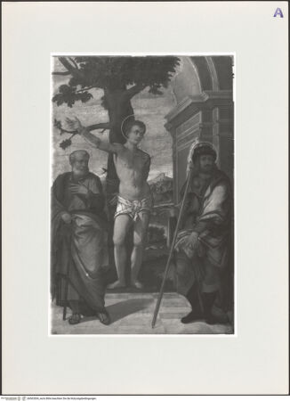 Vorderseite von Civici Musei Udine [https://www.deutsche-digitale-bibliothek.de/content/lizenzen/rv-ez/] Die heiligen Sebastian, Joseph und Rochus - , bh563504_recto. Foto.