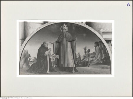 Vorderseite von Civici Musei Udine [https://www.deutsche-digitale-bibliothek.de/content/lizenzen/rv-ez/] Der heilige Benedikt segnet einen Gläubigen - , bh563528_recto. Foto.