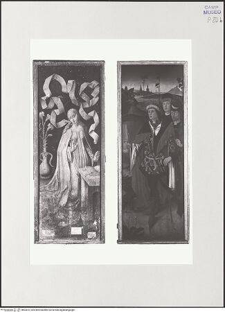 Vorderseite von Sopr. BAS NA [https://www.deutsche-digitale-bibliothek.de/content/lizenzen/rv-ez/] Robert d'Anjou und Karl von Kalabrien als die heiligen KönigeRecto: Karl von Kalabrien; Verso: die Annunziata - Gesamtdarstellung der Vorder- und Rückseite, bh563615_recto. Foto.