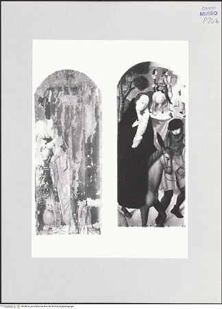 Vorderseite von Sopr. BAS NA [https://www.deutsche-digitale-bibliothek.de/content/lizenzen/rv-ez/] Triptychon mit der Geburt ChristiDie Flucht nach Ägypten, verso: Heiliger Ritter - Gesamtansicht, Recto- und Versoseite, bh563616_recto. Foto.