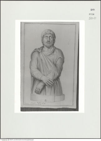 Vorderseite von Courtauld Institute, Conway Library [https://www.deutsche-digitale-bibliothek.de/content/lizenzen/rv-ez/] Halbfigur eines Sklaven - , bh563751_recto. Foto.