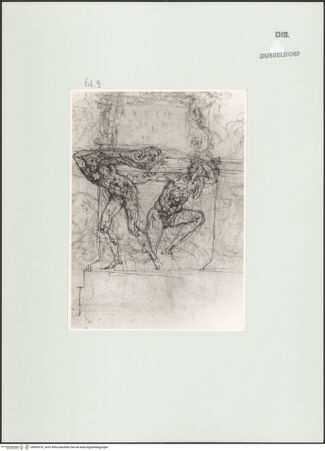 Vorderseite von Landesbildstelle Rheinland [https://www.deutsche-digitale-bibliothek.de/content/lizenzen/rv-ez/] L'arte del disegno, e le vivezze dell'ingegno di Guglielmo della Porta celebre scultore, et architetto ... (2 Bände)Erster (großer) Band mit dem ersten SkizzenheftFolio 9 recto (Seite 44): Grabmal für Julius III. del Monte - , bh563976_recto. Foto.