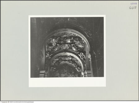 Vorderseite von Bibliotheca Hertziana [https://www.deutsche-digitale-bibliothek.de/content/lizenzen/rv-fz/] Santa Maria presso San CelsoRechtes Seitenschiff (Südseitenschiff) - Seitenschiff (Süd), die beiden ersten Joche nach Osten, Gewölbe (mit Dekoration von Cerano), bh564212_recto. Foto: Schmidt, Hans Werner.