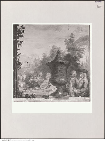 Vorderseite von Sigismondi, Roberto [http://creativecommons.org/licenses/by-nc-sa/4.0/] Wand- und Deckendekoration mit Pergola, Landschaften und Figuren - Detail: Kartenspielende Gesellschaft, bh564889_recto. Foto: Sigismondi, Roberto.