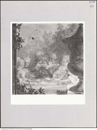 Vorderseite von Sigismondi, Roberto [http://creativecommons.org/licenses/by-nc-sa/4.0/] Wand- und Deckendekoration mit Pergola, Landschaften und Figuren - Detail: Kartenspielende Gesellschaft, bh564890_recto. Foto: Sigismondi, Roberto.