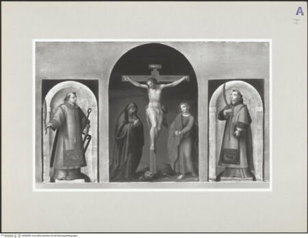 Vorderseite von Niedersächsisches Landesmuseum, Landesgalerie, Hannover [https://www.deutsche-digitale-bibliothek.de/content/lizenzen/rv-ez/] Kreuzigungs-Triptychon - , bh565045_recto. Foto.