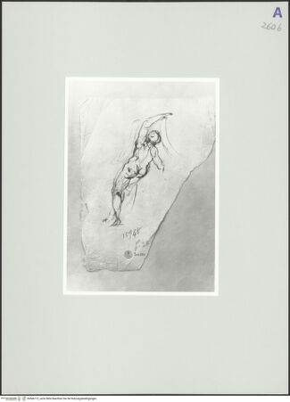 Vorderseite von Rom, Gabinetto Nazionale delle Stampe [https://www.deutsche-digitale-bibliothek.de/content/lizenzen/rv-ez/] Studie eines medaillontragenden Engels als Rückenfigur - , bh566172_recto. Foto.