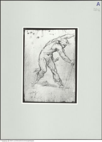 Vorderseite von Rom, Gabinetto Nazionale delle Stampe [https://www.deutsche-digitale-bibliothek.de/content/lizenzen/rv-ez/] Seitlich gebeugter römischer Soldat - , bh566191_recto. Foto.