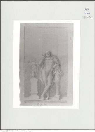Vorderseite von Courtauld Institute, Conway Library [https://www.deutsche-digitale-bibliothek.de/content/lizenzen/rv-ez/] Jugendlicher männlicher Akt, auf eine Herme gestützt (Relief, Palazzo Colonna, Rom) - , bh566652_recto. Foto.