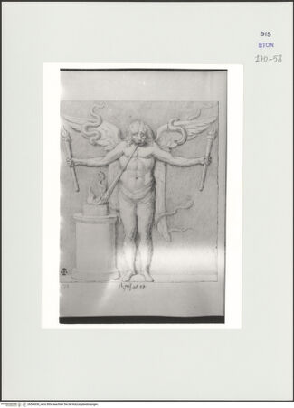Vorderseite von Courtauld Institute, Conway Library [https://www.deutsche-digitale-bibliothek.de/content/lizenzen/rv-ez/] Geflügelte anthropomorphe Figur mit Löwenkopf (Relief, Palazzo Colonna, Rom) - , bh566656_recto. Foto.