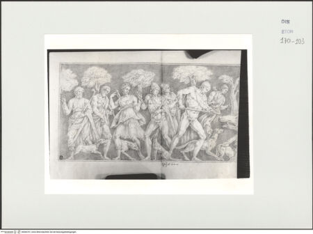 Vorderseite von Courtauld Institute, Conway Library [https://www.deutsche-digitale-bibliothek.de/content/lizenzen/rv-ez/] Die Calydonische Jagd (linker Teil eines Sarkophagreliefs, Palazzo Massimo, Rom) - , bh566701_recto. Foto.