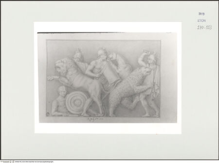 Vorderseite von Courtauld Institute, Conway Library [https://www.deutsche-digitale-bibliothek.de/content/lizenzen/rv-ez/] Gladiatorenkampf (Relief, Museo Torlonia, Rom) - , bh566709_recto. Foto.