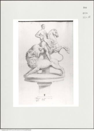 Vorderseite von Courtauld Institute, Conway Library [https://www.deutsche-digitale-bibliothek.de/content/lizenzen/rv-ez/] Bellerophon mit Pegasus und einem Löwen (Statue, Palazzo Mattei, Roma) - , bh566745_recto. Foto.