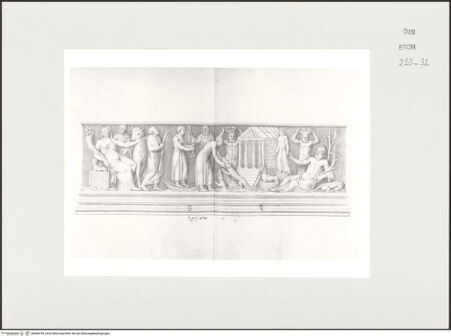 Vorderseite von Courtauld Institute, Conway Library [https://www.deutsche-digitale-bibliothek.de/content/lizenzen/rv-ez/] Reliefschmuck einer runden Basis mit ägyptischer Szenerie (Musei Vaticani, Rom) - , bh566749_recto. Foto.