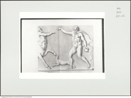 Vorderseite von Courtauld Institute, Conway Library [https://www.deutsche-digitale-bibliothek.de/content/lizenzen/rv-ez/] Zeichnungen nach einem Sarkophagrelief mit bacchischen Figuren (Palazzo Mattei, Rom)Rechter Teil des Reliefs - , bh566769_recto. Foto.