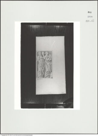 Vorderseite von Courtauld Institute, Conway Library [https://www.deutsche-digitale-bibliothek.de/content/lizenzen/rv-ez/] Zeichnungen nach einem Sarkophagrelief mit Minerva und den Musen (Palazzo Mattei, Rom)Zwei Musen (rechter Teil des Reliefs) - , bh566778_recto. Foto.