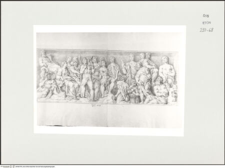 Vorderseite von Courtauld Institute, Conway Library [https://www.deutsche-digitale-bibliothek.de/content/lizenzen/rv-ez/] Der Wettkampf zwischen Apollo und Marsyas (Relief, Palazzo Mattei, Roma) - , bh566785_recto. Foto.