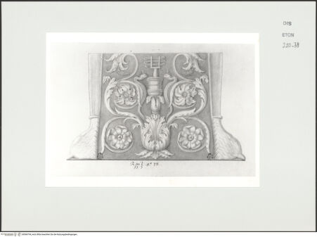 Vorderseite von Courtauld Institute, Conway Library [https://www.deutsche-digitale-bibliothek.de/content/lizenzen/rv-ez/] Tischbein (?) mit ornamentalem Reliefschmuck (Palazzo Mattei, Roma) - , bh566794_recto. Foto.