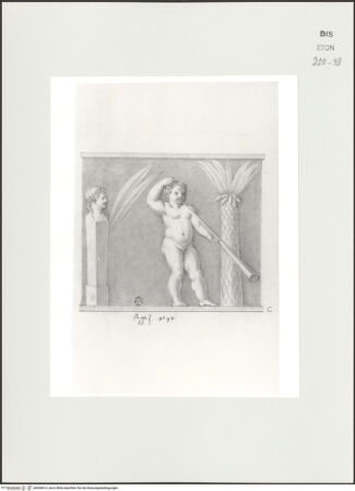 Vorderseite von Courtauld Institute, Conway Library [https://www.deutsche-digitale-bibliothek.de/content/lizenzen/rv-ez/] Seitenrelief eines Grabmals mit Putto, Palme und Herme (Palazzo Mattei, Roma) - , bh566814_recto. Foto.