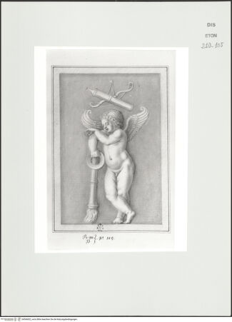 Vorderseite von Courtauld Institute, Conway Library [https://www.deutsche-digitale-bibliothek.de/content/lizenzen/rv-ez/] Serie von Zeichnungen nach einem antiken Grabmal (Musei Vaticani, Rom)Rechtes Seitenrelief mit Cupido - , bh566822_recto. Foto.