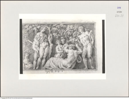 Vorderseite von Courtauld Institute, Conway Library [https://www.deutsche-digitale-bibliothek.de/content/lizenzen/rv-ez/] Zeichnungen nach einem antiken Sarkophagrelief (Villa Medici, Rom)Bacchus mit Satyrn und Mänade (rechter Teil des Reliefs) - , bh567745_recto. Foto.